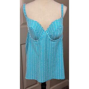 Lane Bryant‎ Gingham Swim Topt Adjustable Straps 40D